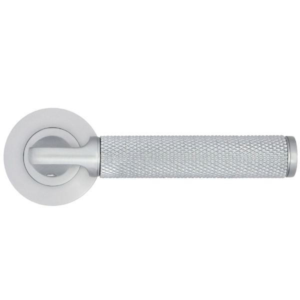 BILBAO KNURLED LEVER HANDLE ON ROUND ROSE